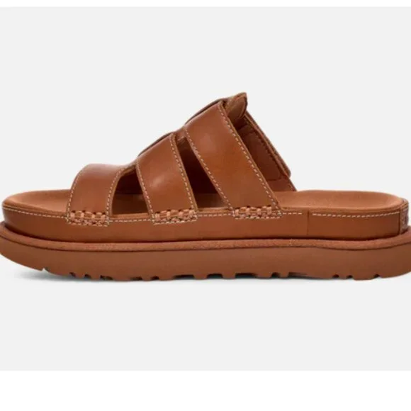 UGG  Goldenstar Slide Tan Leather 8 NWT 🏝️ 🏖️ - Picture 3 of 10